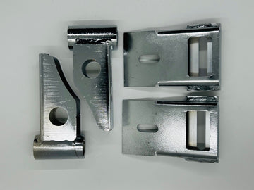 A set of metal rear bumper mounting kit parts, including brackets and fasteners, displayed on a white background.